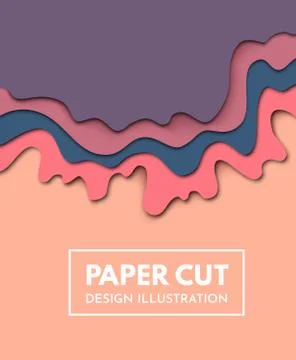 Vector paper cut background. Abstract origami wave design Stock Illustration