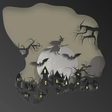 Vector paper cut background.Illustration of bonfire art with decorations in H Stock Illustration
