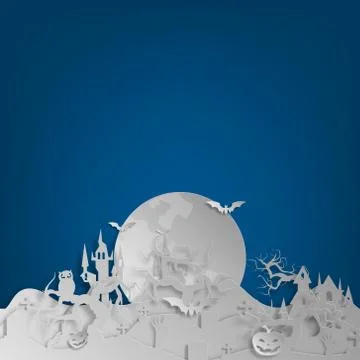 Vector paper cut background.Illustration of bonfire art with decorations in H Stock Illustration