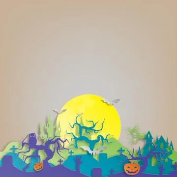 Vector paper cut background.Illustration of bonfire art with decorations in H Stock Illustration