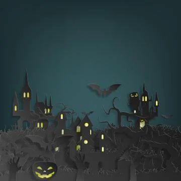 Vector paper cut background.Illustration of bonfire art with decorations in H Stock Illustration