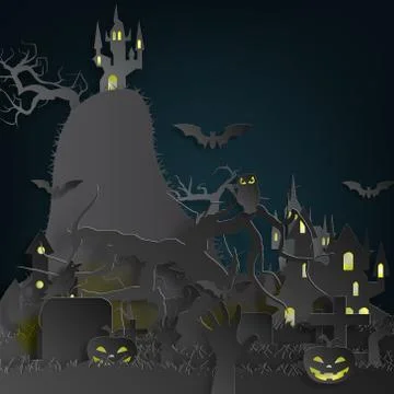 Vector paper cut background.Illustration of bonfire art with decorations in H Stock Illustration