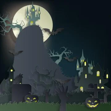 Vector paper cut background.Illustration of bonfire art with decorations in H Stock Illustration