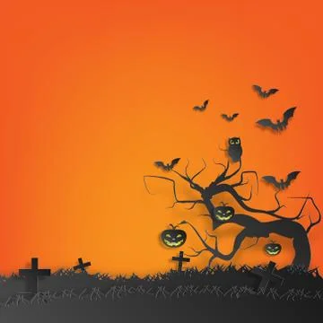 Vector paper cut background.Illustration of bonfire art with decorations in H Stock Illustration