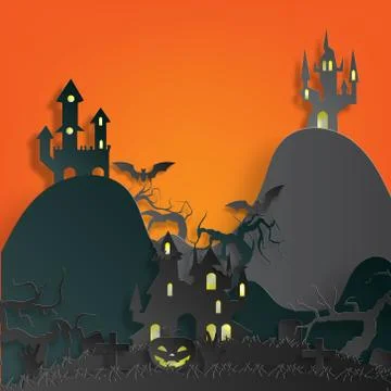 Vector paper cut background.Illustration of bonfire art with decorations in H Stock Illustration