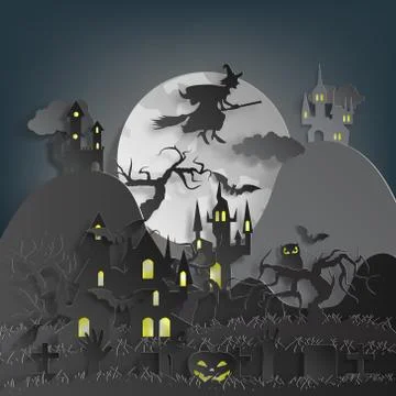 Vector paper cut background.Illustration of bonfire art with decorations in H Stock Illustration