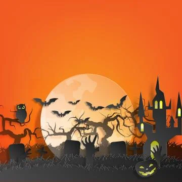 Vector paper cut background.Illustration of bonfire art with decorations in H Stock Illustration