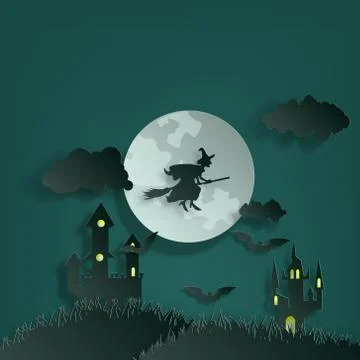 Vector paper cut background.Illustration of bonfire art with decorations in H Stock Illustration