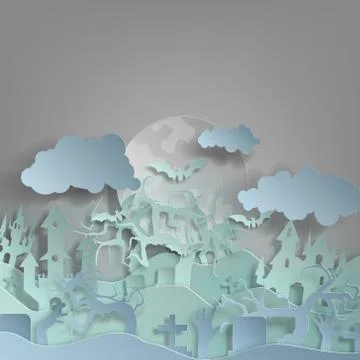 Vector paper cut background.Illustration of bonfire art with decorations in H Stock Illustration