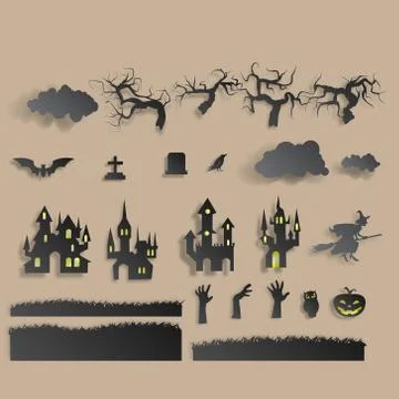 Vector paper cut background.Illustration of bonfire art with decorations in Stock Illustration