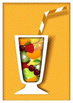 Vector paper cut cocktail poster design template Stock Illustration