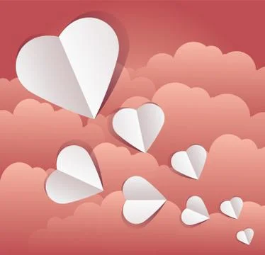 Vector Paper Cut Outs Hearts Stock Illustration