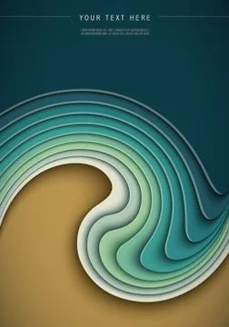 Vector paper cut waves modern background. Ilustração Stock