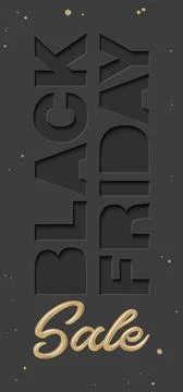Vector paper cut with words. Black friday sale. Stock Illustration