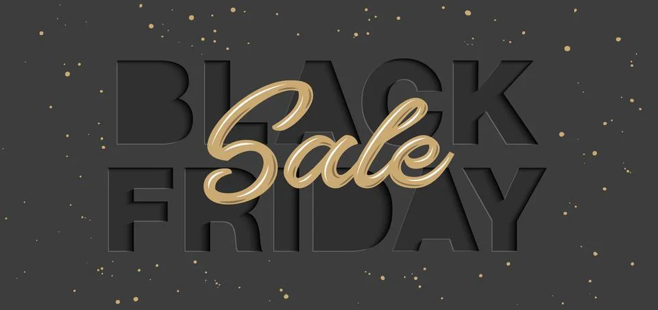 Vector paper cut with words for poster, advertising, banner. Black friday sale. Stock Illustration