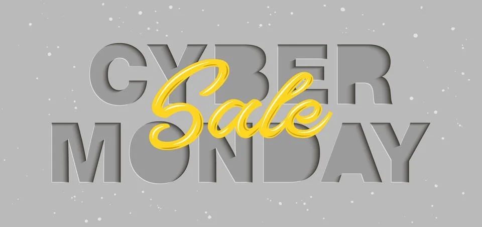 Vector paper cut with words for poster, advertising, banner, Cyber monday sale. Stock Illustration