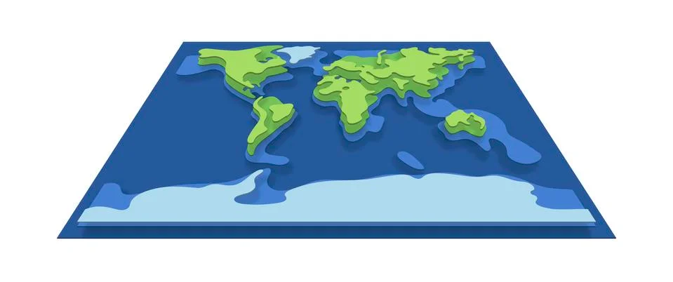 Vector paper earth world map. Modern isometric 3d style Stock Illustration