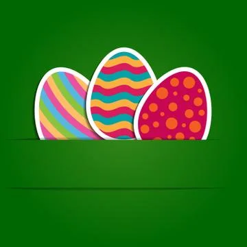 Vector paper easter eggs on green background Stock Illustration
