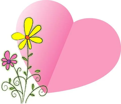 Vector paper heart shape with flowers card border frame background Stock Illustration