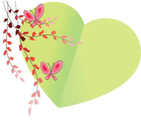 Vector paper heart shape with flowers card border frame background Stock Illustration