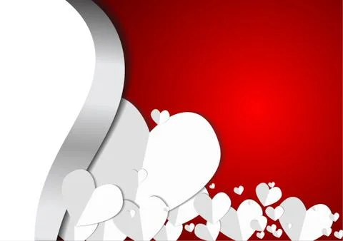 Vector : Paper hearts on red background with empty space for text Stock Illustration