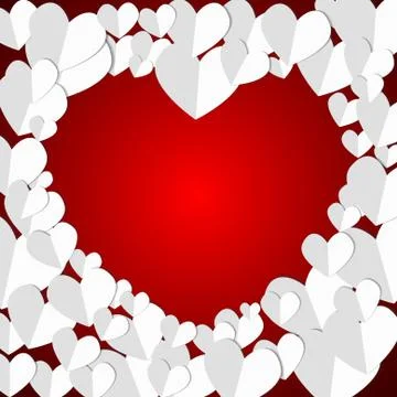 Vector : Paper hearts on red background Illustrazione stock