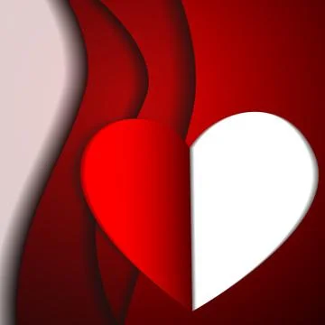 Vector : Paper hearts on red background Stock Illustration