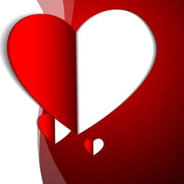 Vector : Paper hearts on red background Stock Illustration