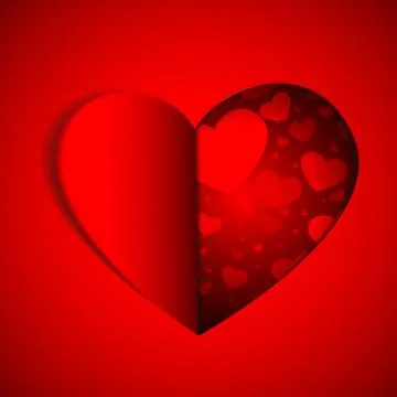 Vector : Paper hearts on red background Stock Illustration