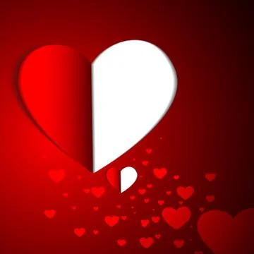 Vector : Paper hearts on red background Stock Illustration