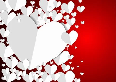 Vector : Paper heats on red background Stock Illustration