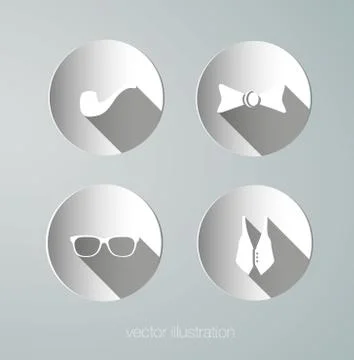 Vector paper hipster icons Stock Illustration