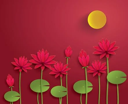 Vector Paper Lotus. Stock Illustration