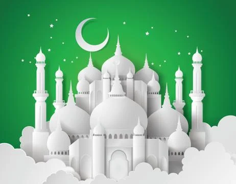 Vector of paper Mosque. Stock Illustration