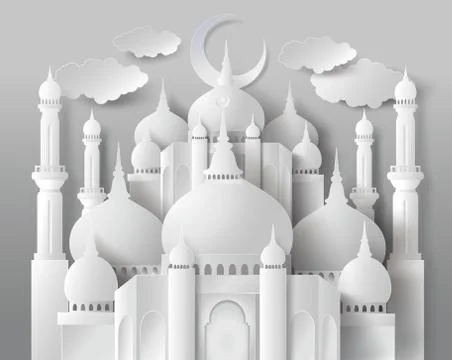 Vector of paper Mosque. Stock Illustration