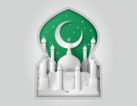 Vector of paper Mosque. Stock Illustration