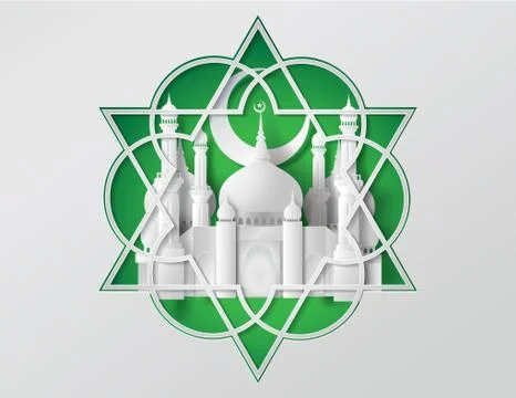 Vector of paper Mosque. Stock Illustration