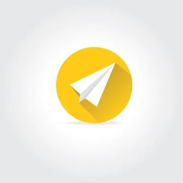 Vector paper plane icon with long shadow 库存插图