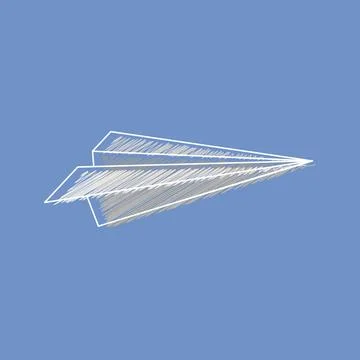 Vector paper plane icons in hatching style. Stock Illustration