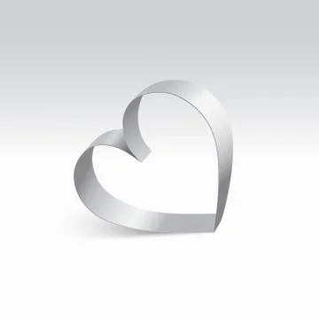 Vector paper silver heart shape element on transparent background. Stock Illustration