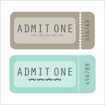 Vector paper ticket with hipster elements Stock Illustration
