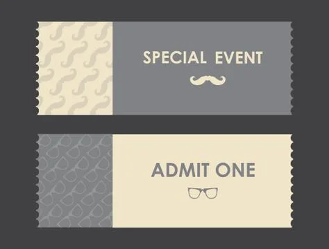 Vector paper ticket with hipster elements Stock Illustration