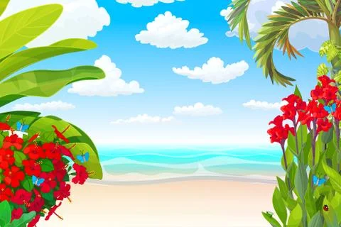 Vector paradise beach landscape Stockillustratie