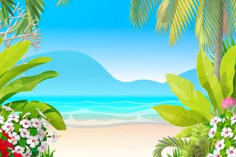 Vector paradise beach landscape Stock Illustration