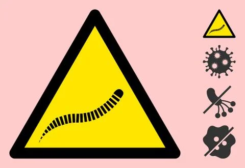 Vector Parasite Worm Warning Triangle Sign Icon Stock Illustration