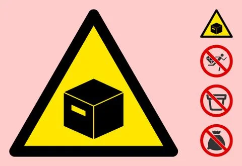 Vector Parcel Box Warning Triangle Sign Icon 스톡 일러스트