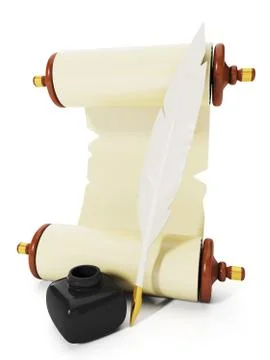 Vector parchment with a pen and ink. icon for records Stock Illustration
