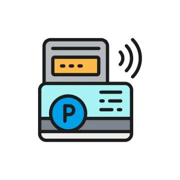 Vector parking payment, parking ticket flat color line icon. Stock Illustration