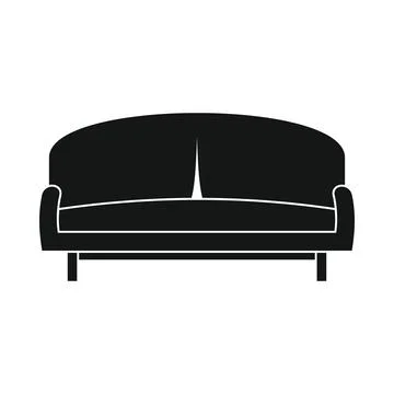 Vector parlor sofa black simple icon isolated Stock Illustration