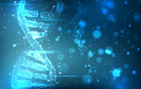 Vector. part of the human dna. 3d triangular abstract style. Stock Illustration